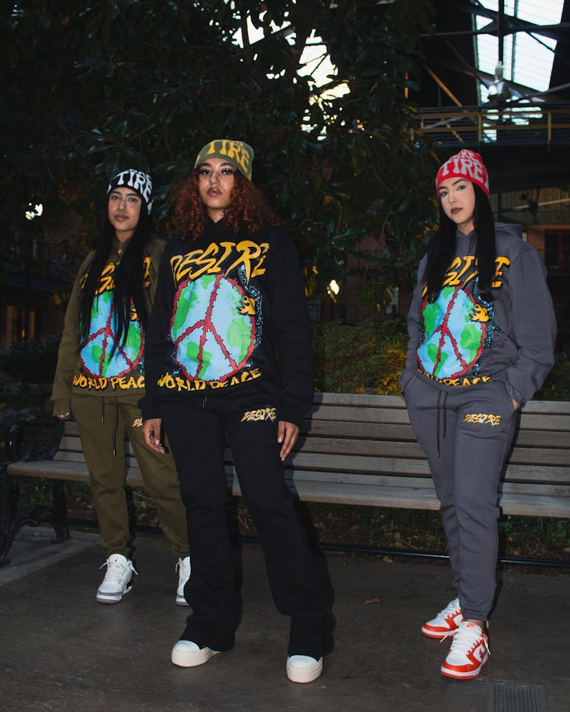three models wearing brand clothing